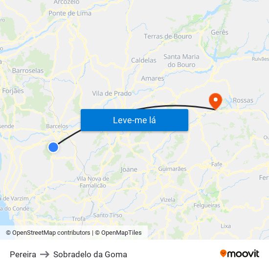 Pereira to Sobradelo da Goma map