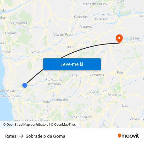 Rates to Sobradelo da Goma map