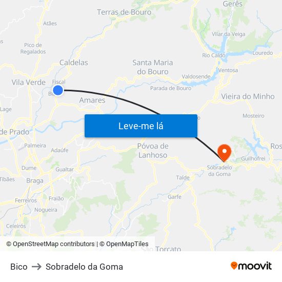 Bico to Sobradelo da Goma map