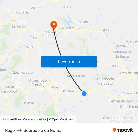 Rego to Sobradelo da Goma map