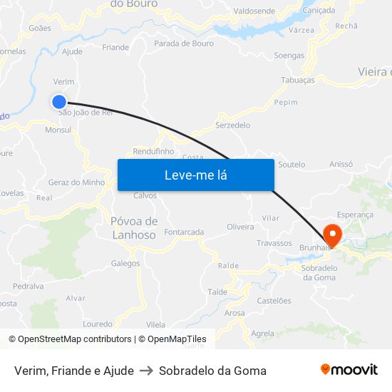 Verim, Friande e Ajude to Sobradelo da Goma map