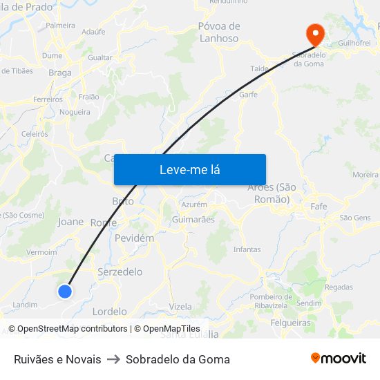Ruivães e Novais to Sobradelo da Goma map