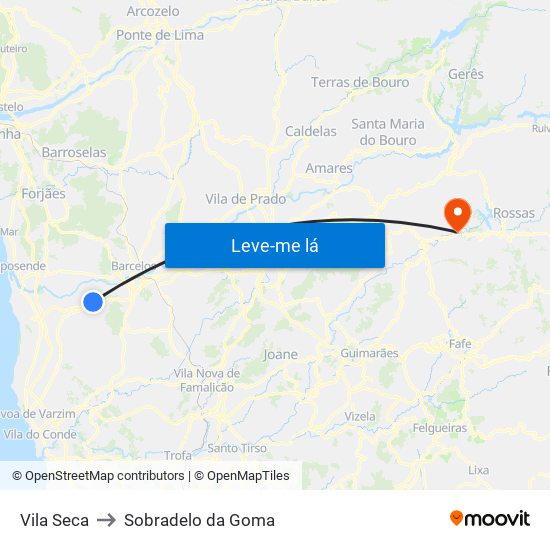 Vila Seca to Sobradelo da Goma map