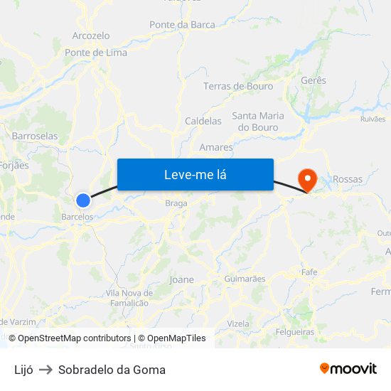 Lijó to Sobradelo da Goma map