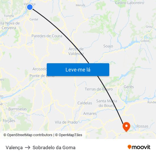 Valença to Sobradelo da Goma map