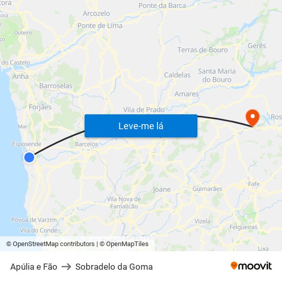 Apúlia e Fão to Sobradelo da Goma map