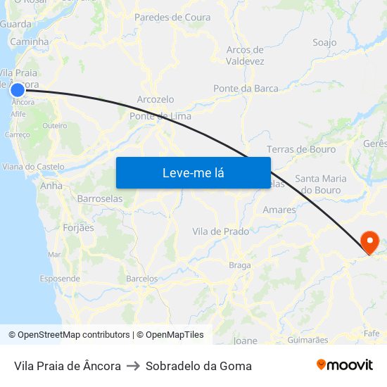 Vila Praia de Âncora to Sobradelo da Goma map