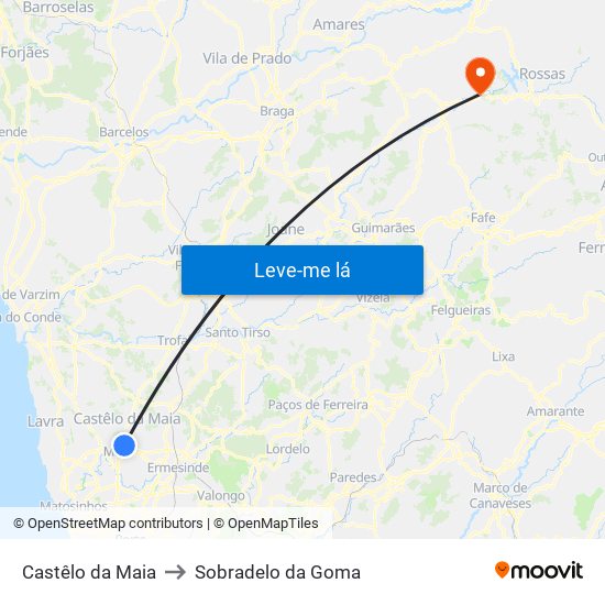Castêlo da Maia to Sobradelo da Goma map