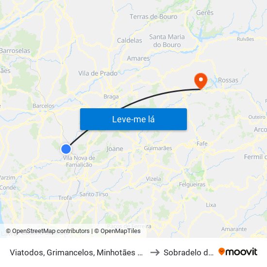 Viatodos, Grimancelos, Minhotães e Monte de Fralães to Sobradelo da Goma map