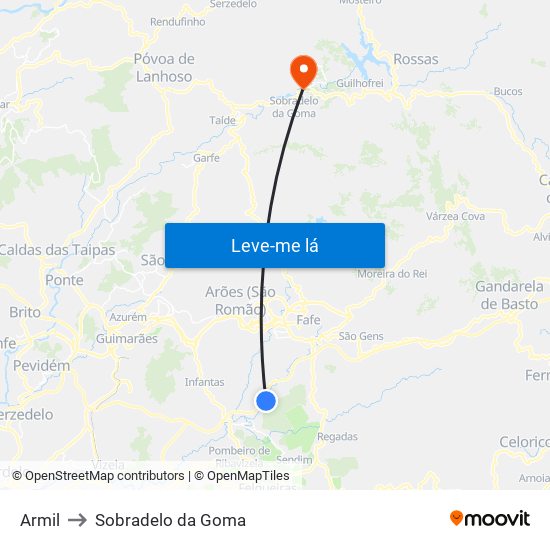 Armil to Sobradelo da Goma map