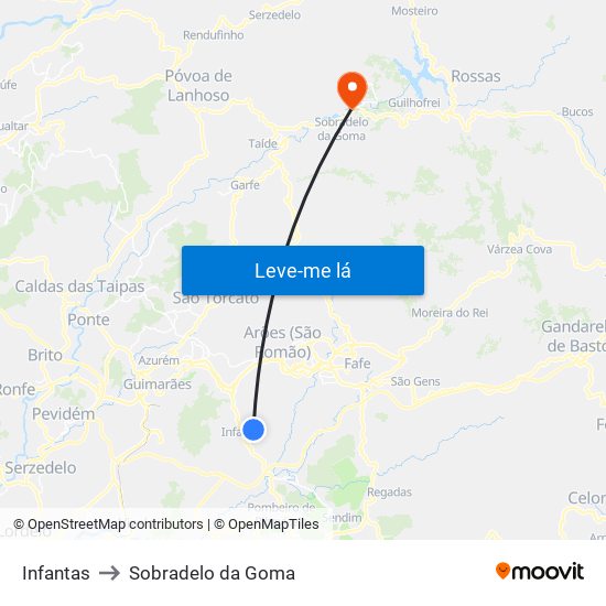 Infantas to Sobradelo da Goma map