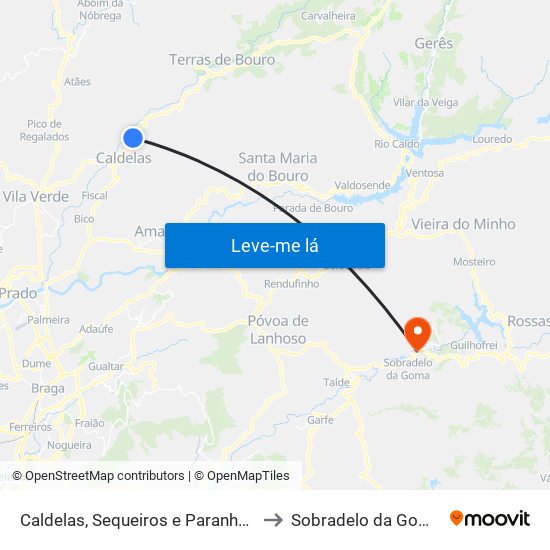 Caldelas, Sequeiros e Paranhos to Sobradelo da Goma map