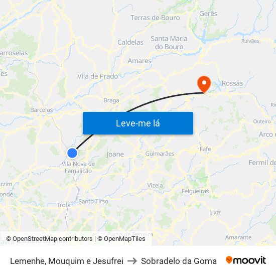 Lemenhe, Mouquim e Jesufrei to Sobradelo da Goma map