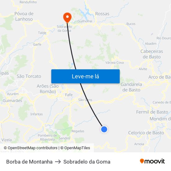 Borba de Montanha to Sobradelo da Goma map