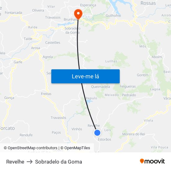 Revelhe to Sobradelo da Goma map
