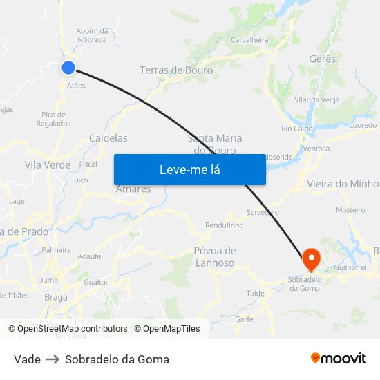 Vade to Sobradelo da Goma map