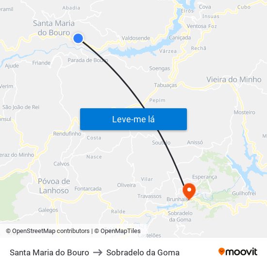 Santa Maria do Bouro to Sobradelo da Goma map