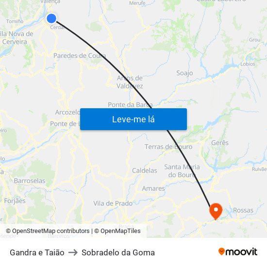 Gandra e Taião to Sobradelo da Goma map