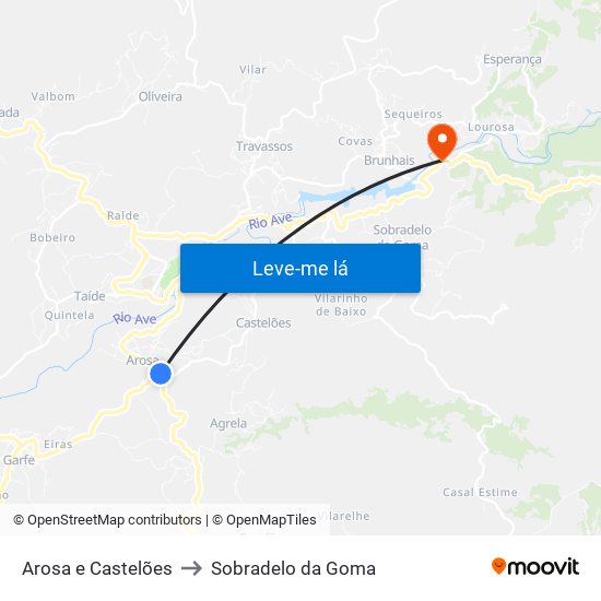 Arosa e Castelões to Sobradelo da Goma map