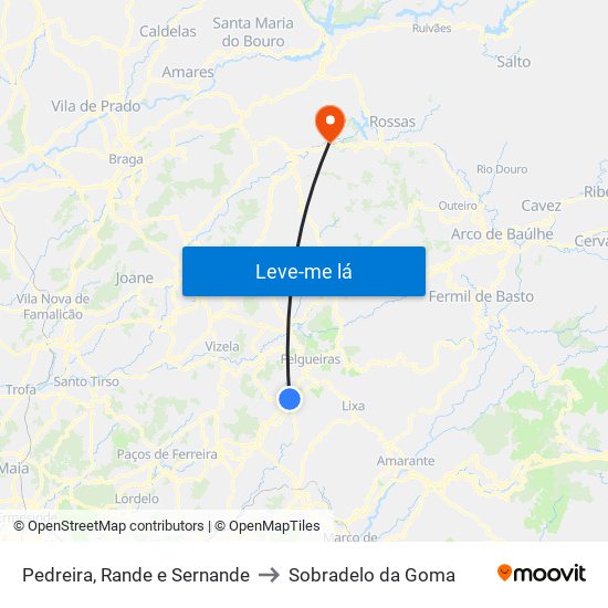 Pedreira, Rande e Sernande to Sobradelo da Goma map