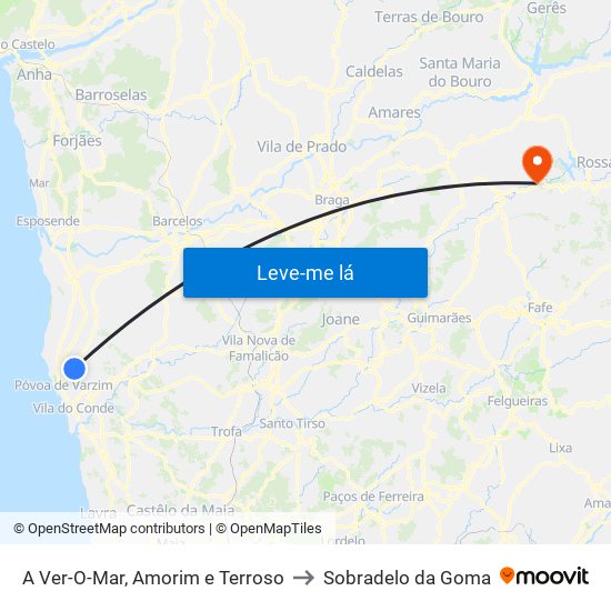 A Ver-O-Mar, Amorim e Terroso to Sobradelo da Goma map