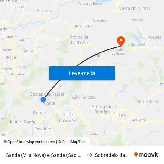 Sande (Vila Nova) e Sande (São Clemente) to Sobradelo da Goma map