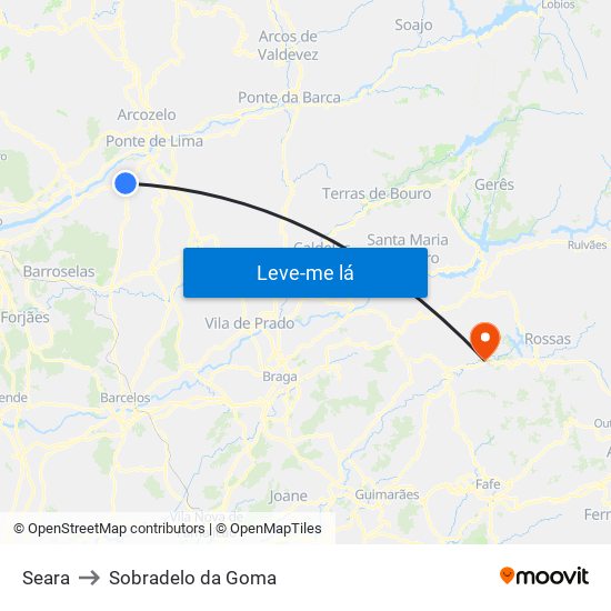 Seara to Sobradelo da Goma map