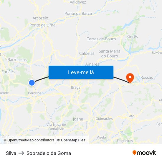 Silva to Sobradelo da Goma map