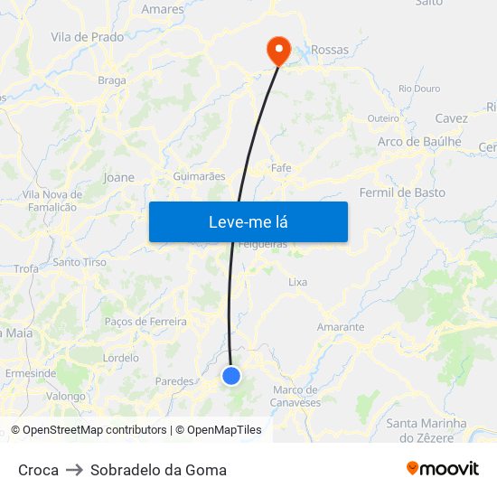Croca to Sobradelo da Goma map