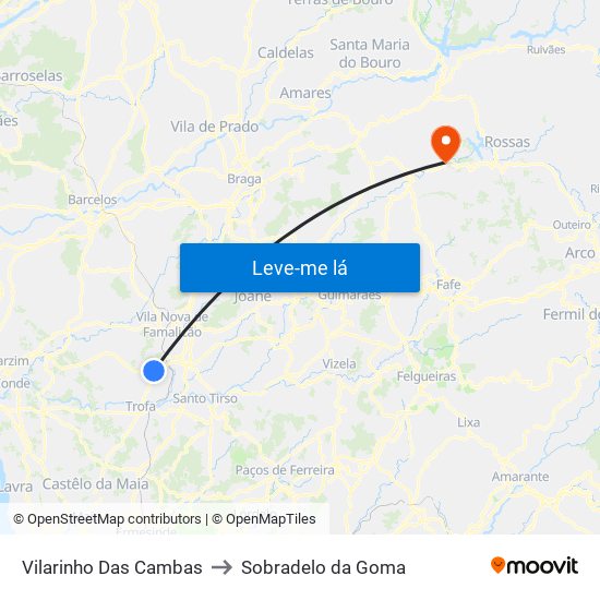 Vilarinho Das Cambas to Sobradelo da Goma map