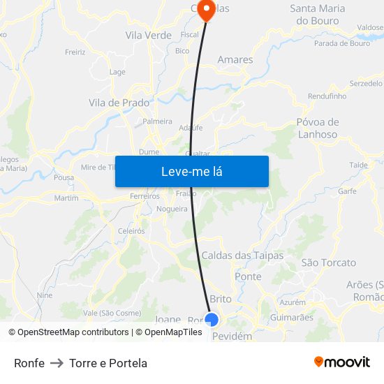 Ronfe to Torre e Portela map