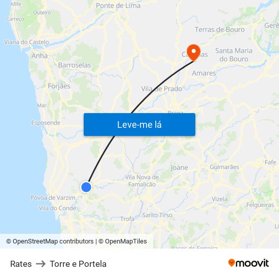 Rates to Torre e Portela map