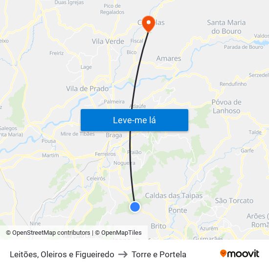 Leitões, Oleiros e Figueiredo to Torre e Portela map