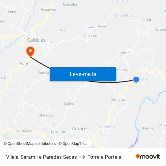 Vilela, Seramil e Paredes Secas to Torre e Portela map