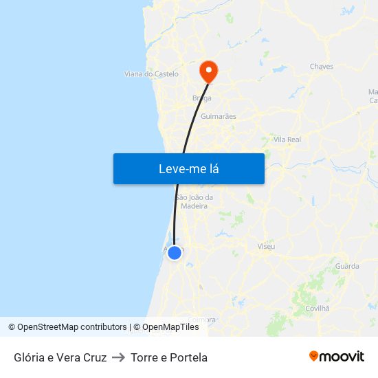 Glória e Vera Cruz to Torre e Portela map