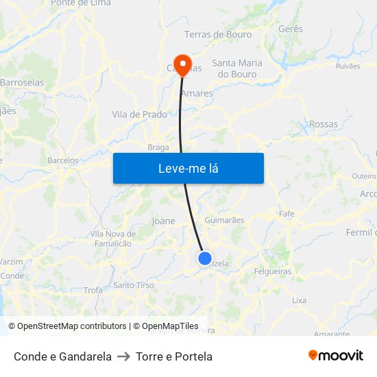 Conde e Gandarela to Torre e Portela map