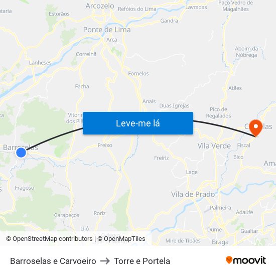 Barroselas e Carvoeiro to Torre e Portela map