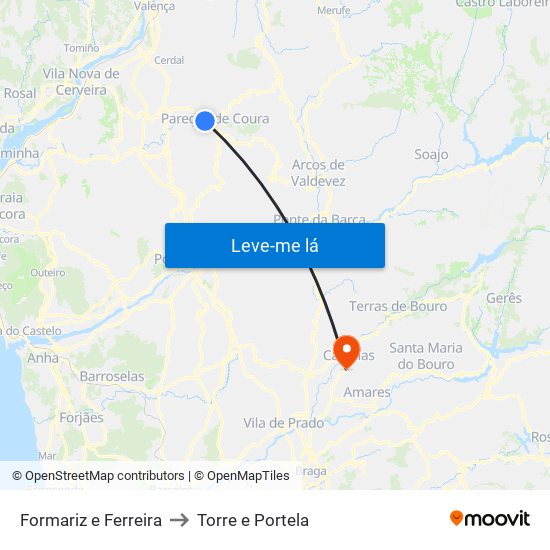 Formariz e Ferreira to Torre e Portela map