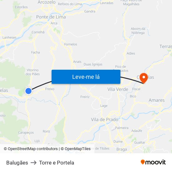 Balugães to Torre e Portela map