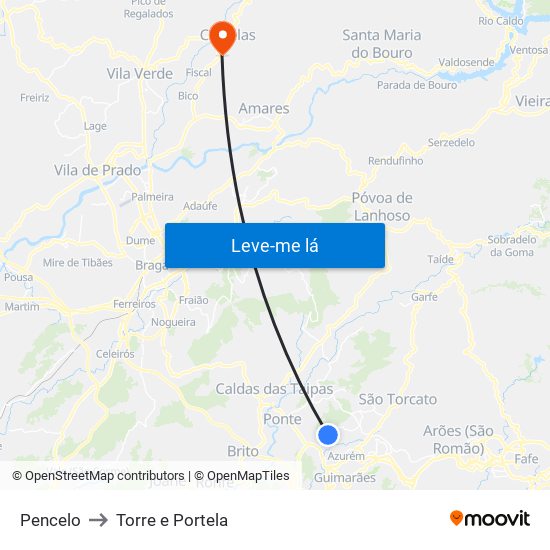 Pencelo to Torre e Portela map
