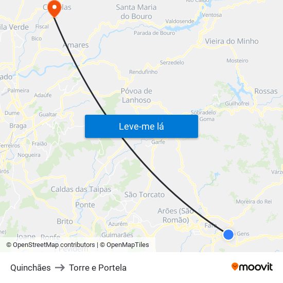 Quinchães to Torre e Portela map