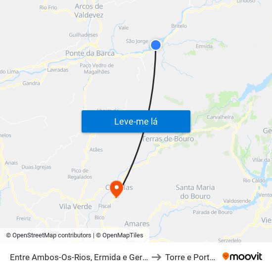 Entre Ambos-Os-Rios, Ermida e Germil to Torre e Portela map
