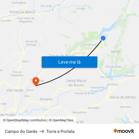 Campo do Gerês to Torre e Portela map