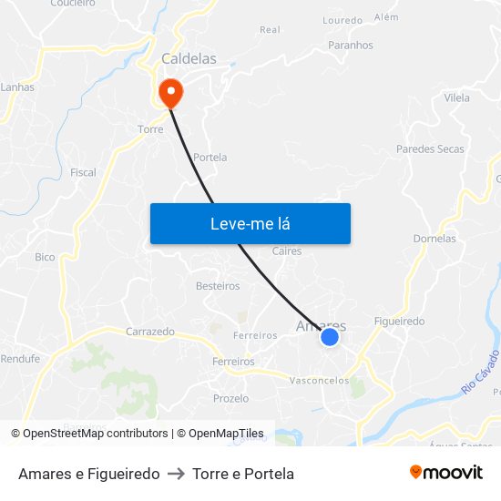 Amares e Figueiredo to Torre e Portela map