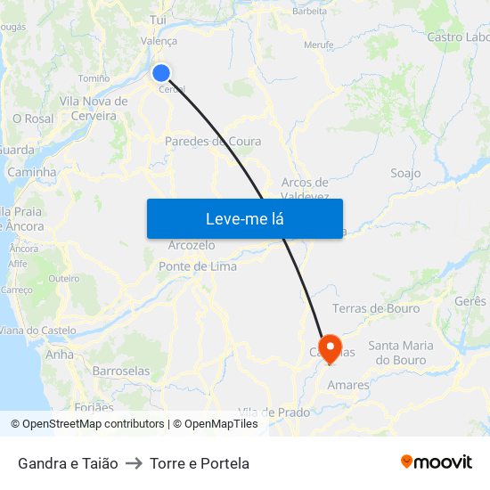 Gandra e Taião to Torre e Portela map