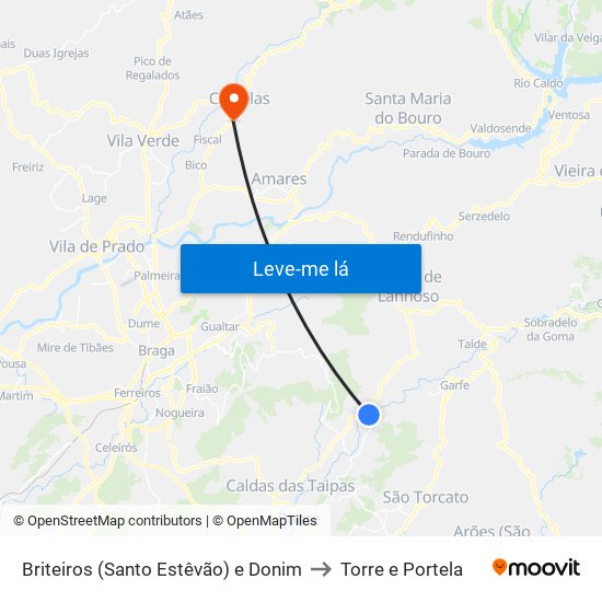 Briteiros (Santo Estêvão) e Donim to Torre e Portela map