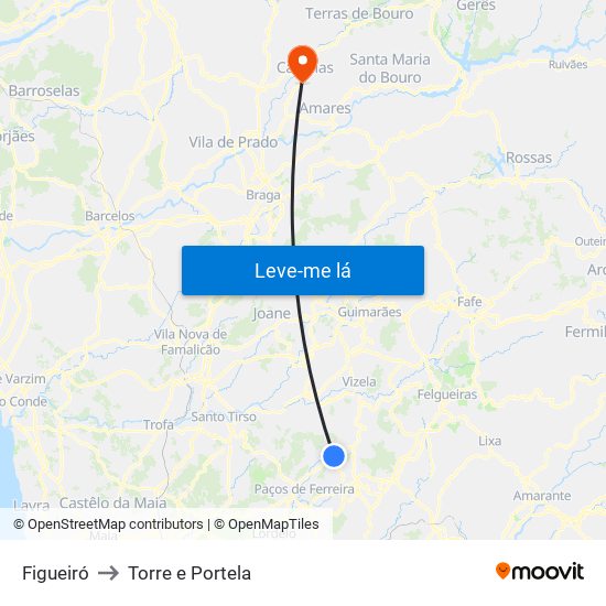 Figueiró to Torre e Portela map