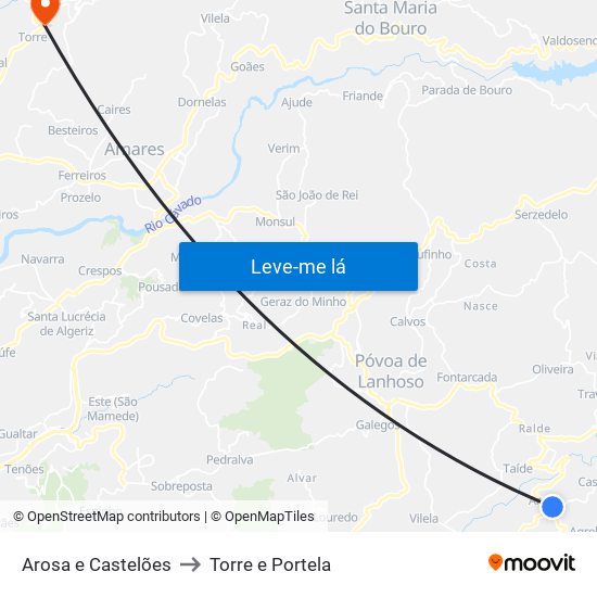 Arosa e Castelões to Torre e Portela map
