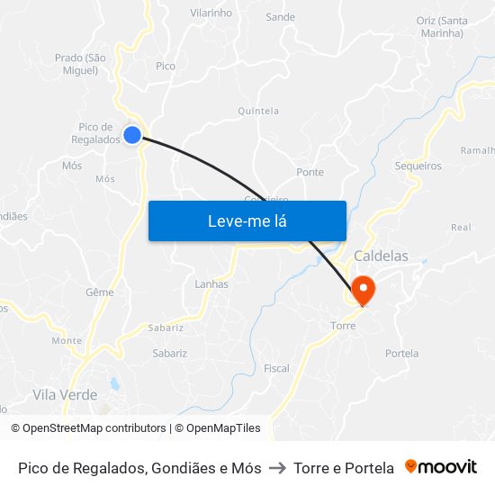 Pico de Regalados, Gondiães e Mós to Torre e Portela map