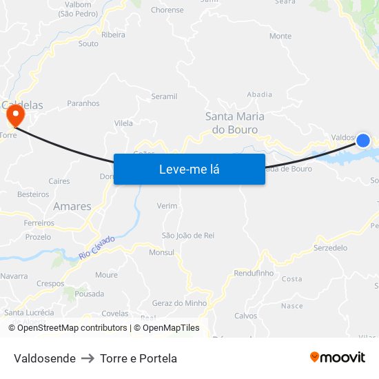 Valdosende to Torre e Portela map